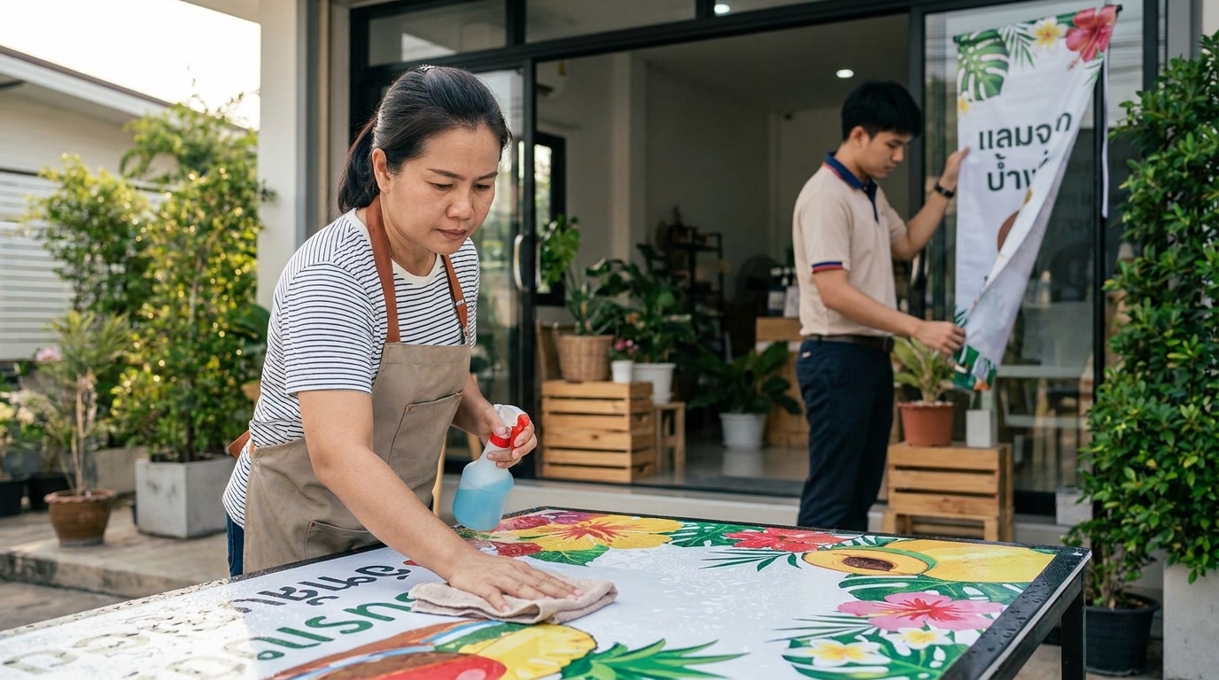 วิธีดูแลป้ายไวนิลหน้าร้านให้สีสด ทนแดด ยืดอายุใช้งาน - how-to-maintain-vinyl-signage