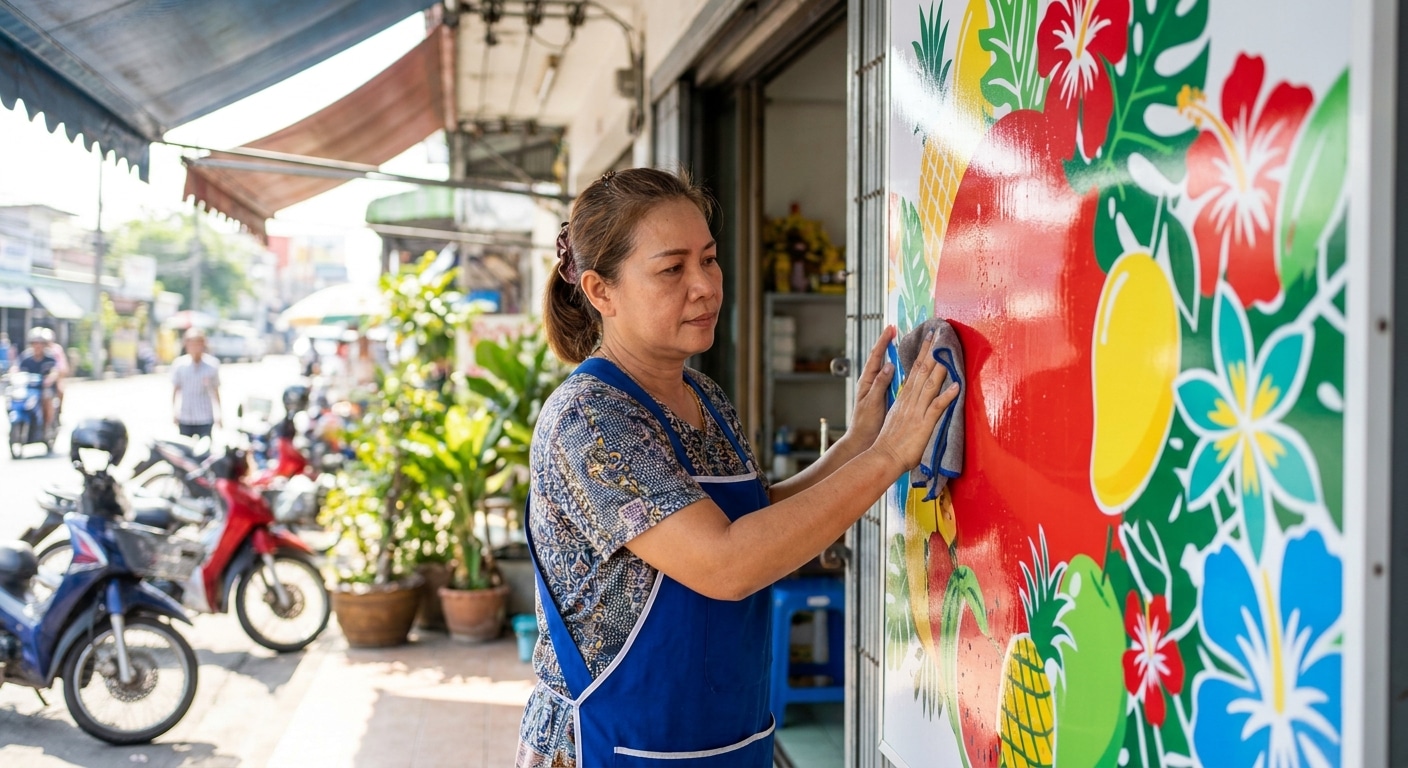 เทคนิคดูแลป้ายไวนิลหน้าร้านให้สีสด ทนแดด ยืดอายุใช้งาน - maintain-outdoor-vinyl-banner-tips