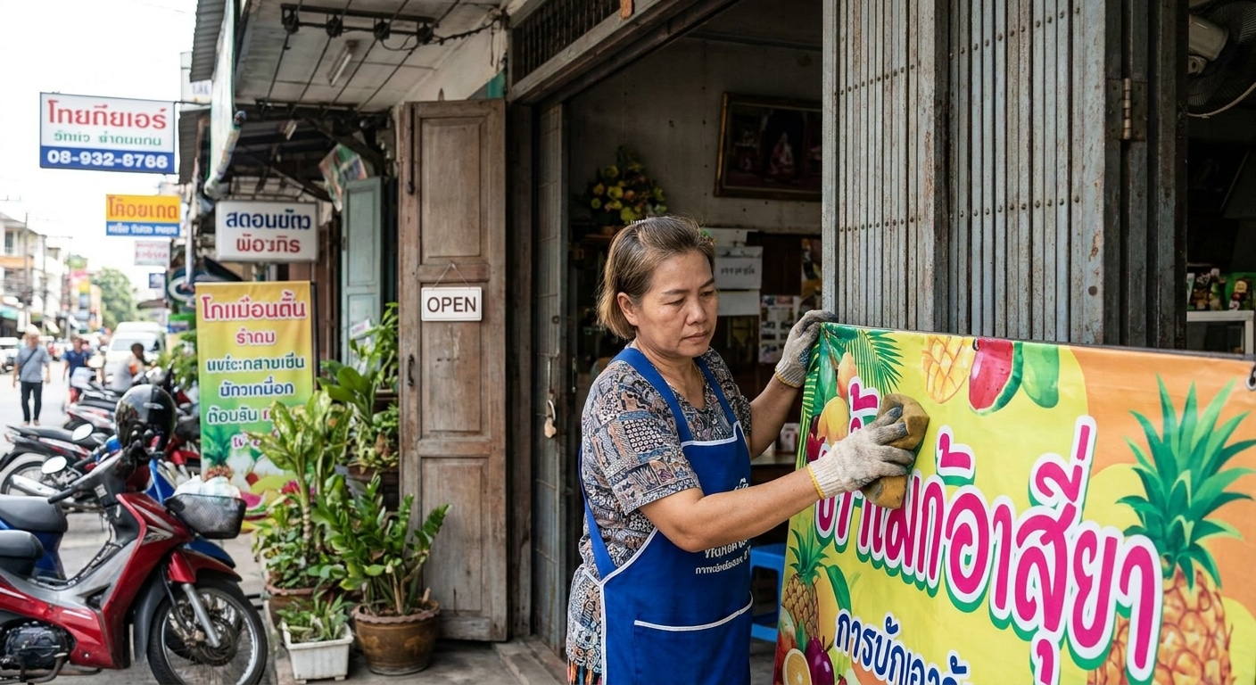 วิธียืดอายุป้ายไวนิลหน้าร้าน ให้ทนแดดทนฝน สีสดทนนาน - maintain-vinyl-banner-tips