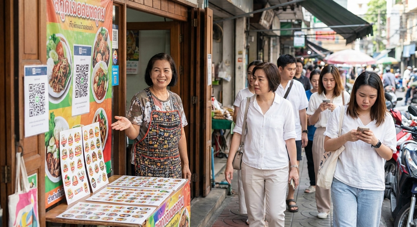 เคล็ดลับดึงลูกค้าออฟไลน์สู่ออนไลน์ ด้วยป้ายโฆษณาหน้าร้าน - o2o-marketing-offline-online-signage