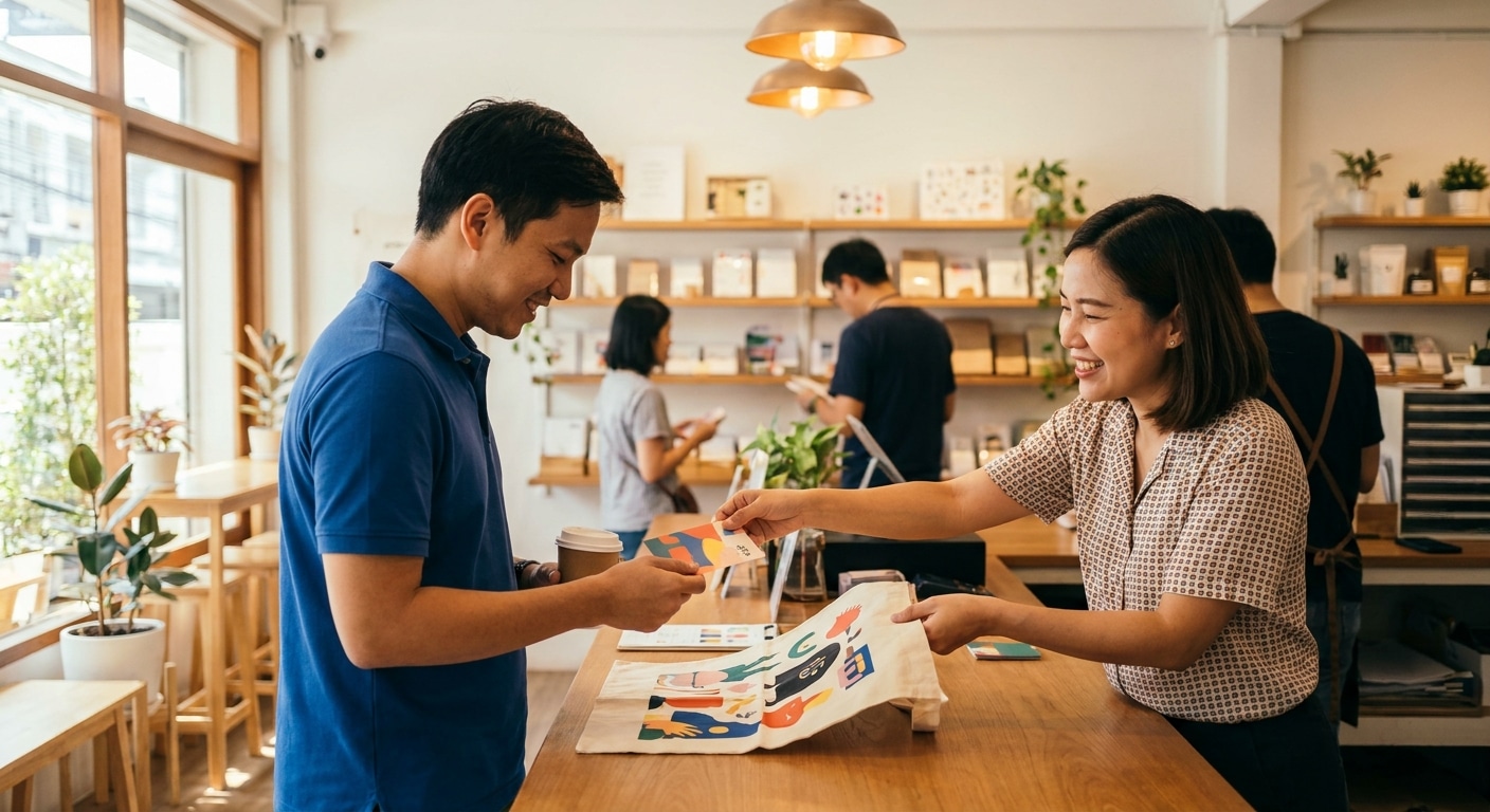 การตลาด O2O: ใช้ป้ายไวนิลและนามบัตรดึงลูกค้าสู่ออนไลน์ - o2o-marketing-print-media