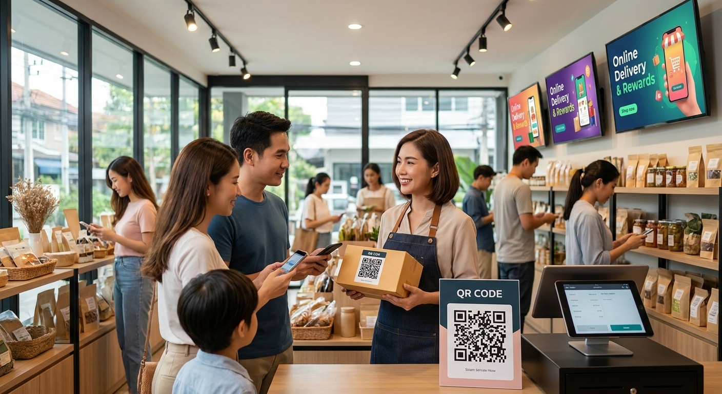 กลยุทธ์ O2O 2026! ดันยอดขายร้านด้วยป้ายและสติ๊กเกอร์ QR - o2o-marketing-qr-sign-sticker