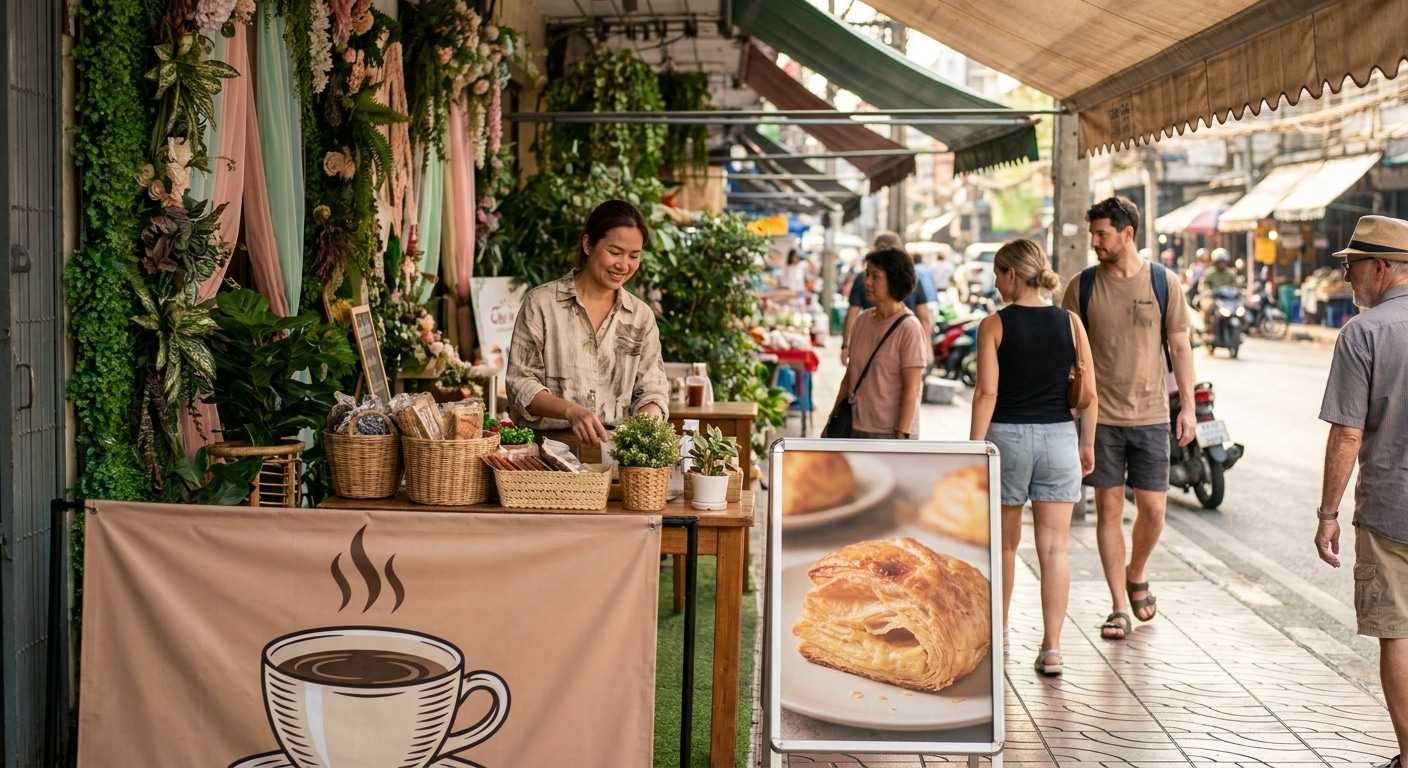 เทรนด์โฆษณาครึ่งปีหลัง 2026: สแตนดี้และป้ายไวนิลกลับมาฮิต - offline-signage-trend-2026
