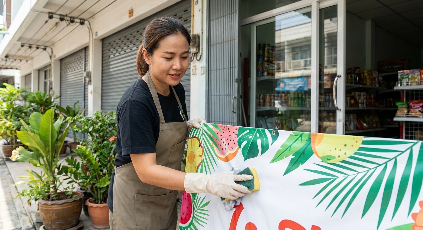 เคล็ดลับดูแลป้ายไวนิลและสติ๊กเกอร์ ให้สีสดทนนานสู้แดด - outdoor-sign-maintenance-tips