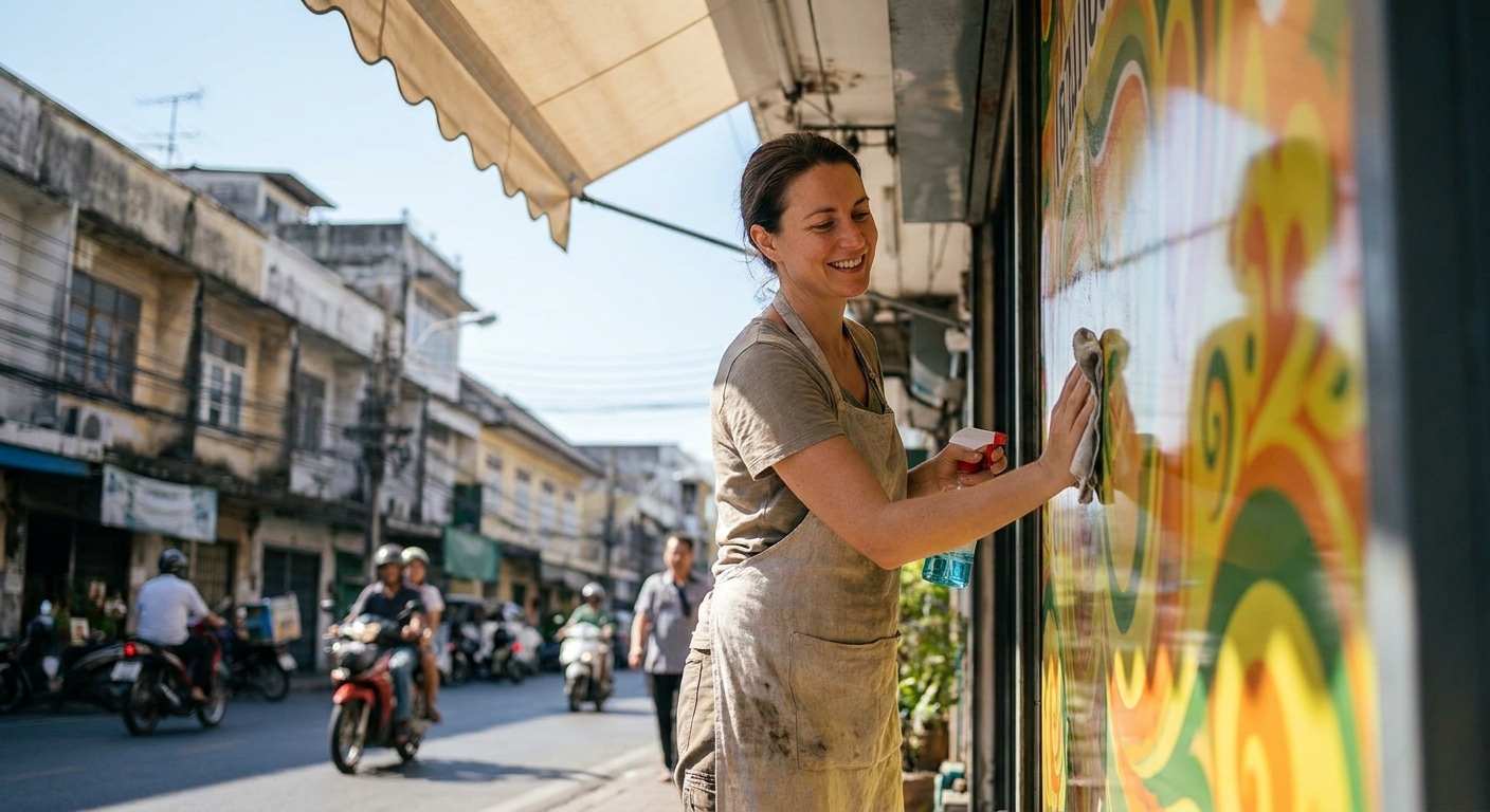 ทริคดูแลป้ายไวนิลและสติ๊กเกอร์หน้าร้าน สีสดทนทานสู้แดด - outdoor-sign-sticker-maintenance