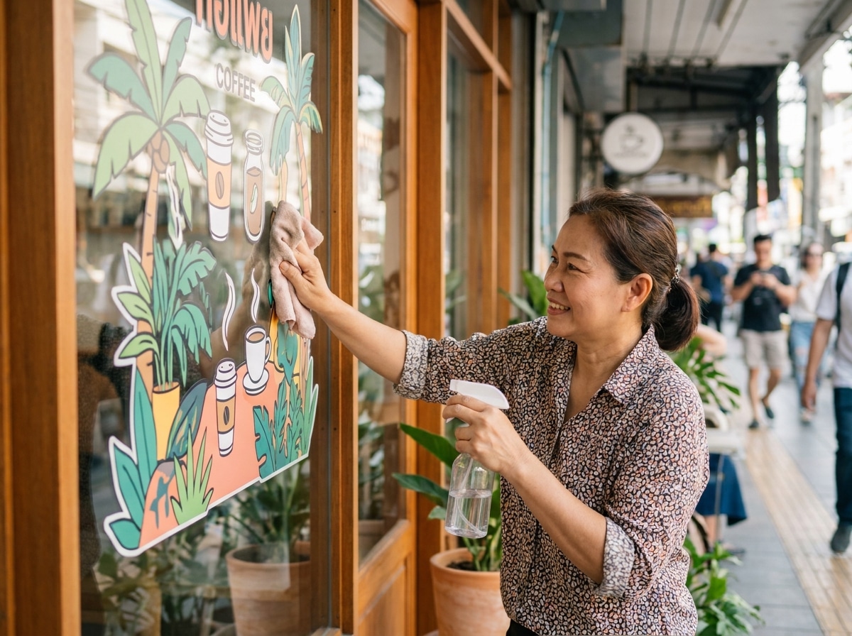 เคล็ดลับดูแลป้ายไวนิลและสติ๊กเกอร์หน้าร้านให้สีสดทนนาน - outdoor-sign-sticker-maintenance