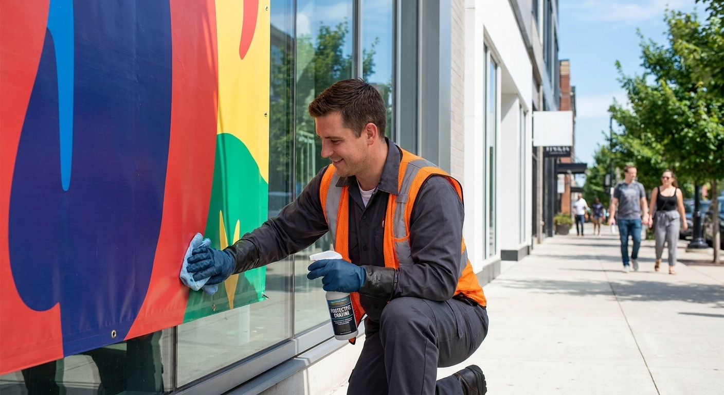 วิธีดูแลป้ายโฆษณาและป้ายไวนิล ให้สีสดทนแดดทนฝน - outdoor-signage-maintenance-tips