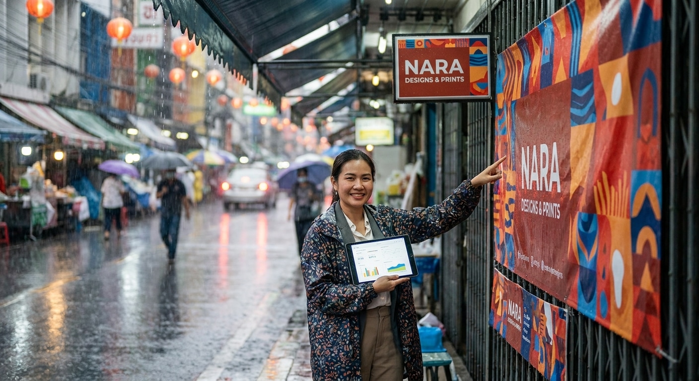 ทริค SME เลือกป้ายโฆษณารับหน้าฝนปี 2026 ให้ทนแดดทนน้ำ - outdoor-signage-material-guide