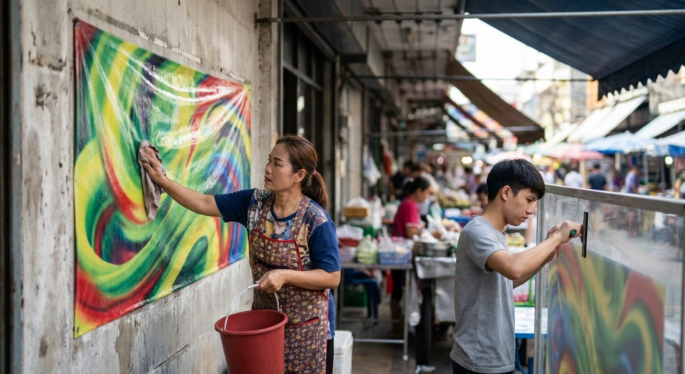ทริคดูแลป้ายโฆษณาและสติ๊กเกอร์ให้สีสด ทนแดดทนฝน! - outdoor-signage-sticker-maintenance