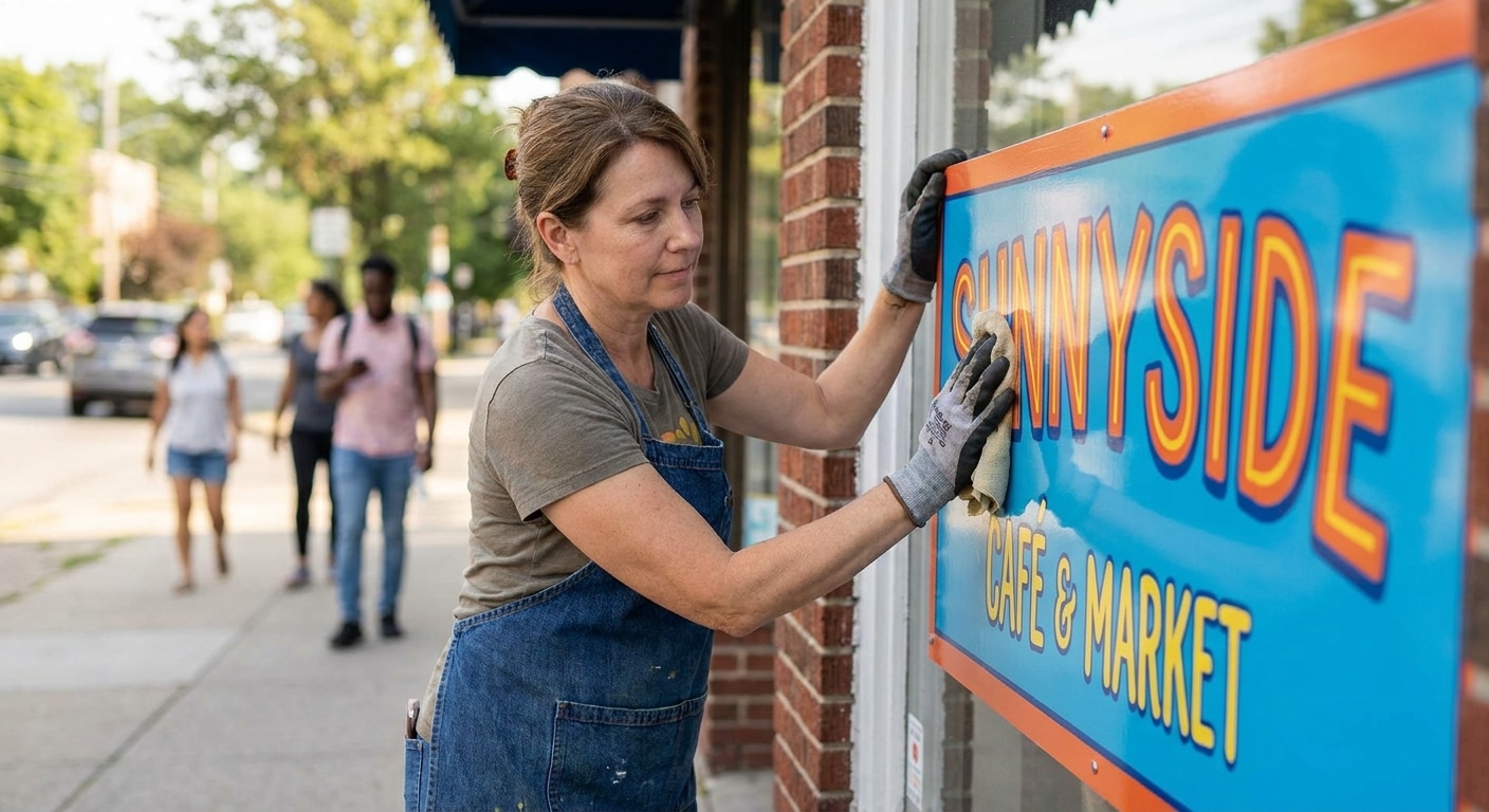 วิธีดูแลป้ายไวนิลและป้ายหน้าร้านให้สีสด ทนแดดทนฝน - outdoor-signage-vinyl-maintenance
