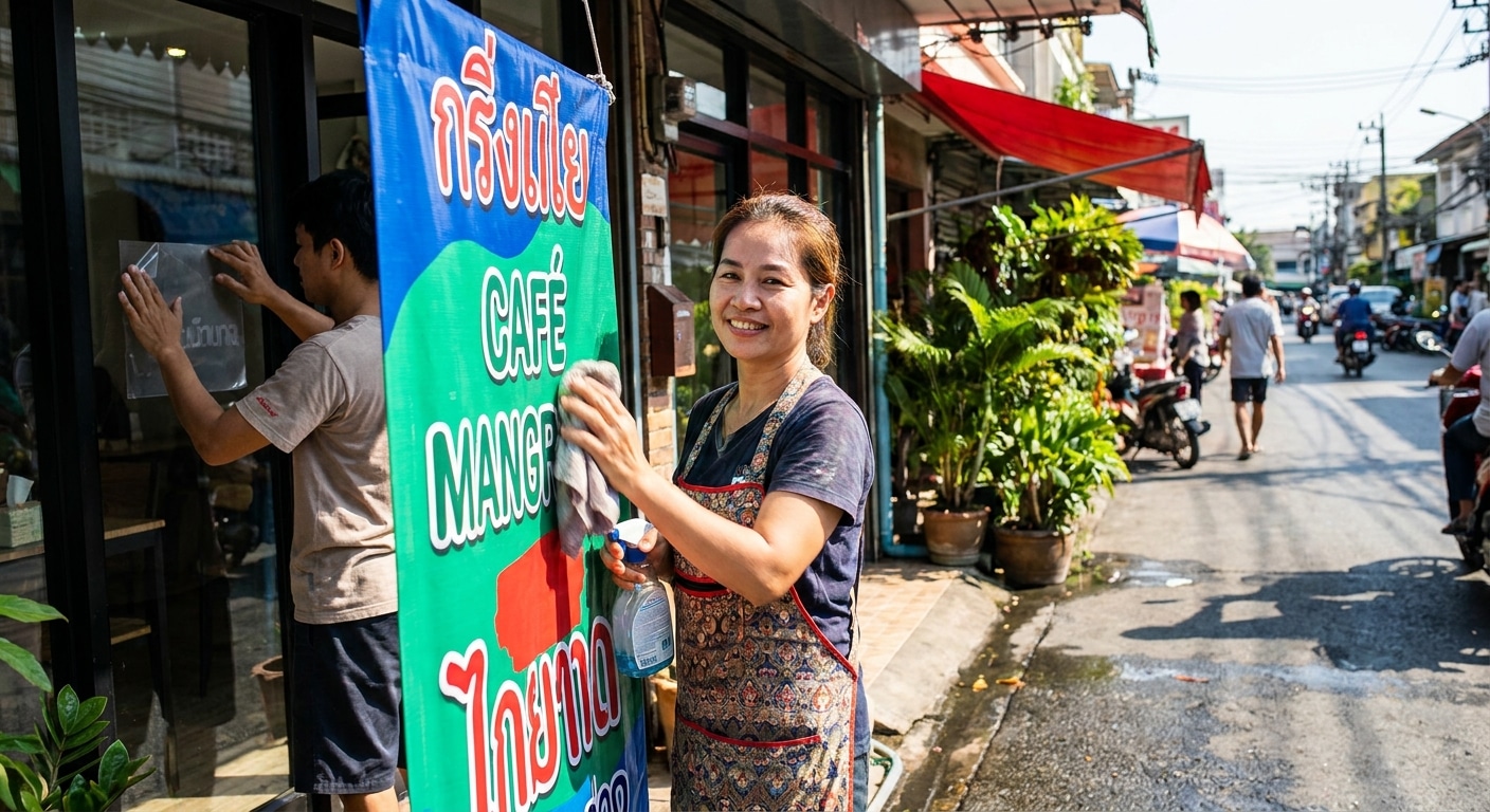 เทคนิคดูแลป้ายไวนิลและสติ๊กเกอร์หน้าร้านให้ทนแดดทนฝน - outdoor-signage-vinyl-maintenance