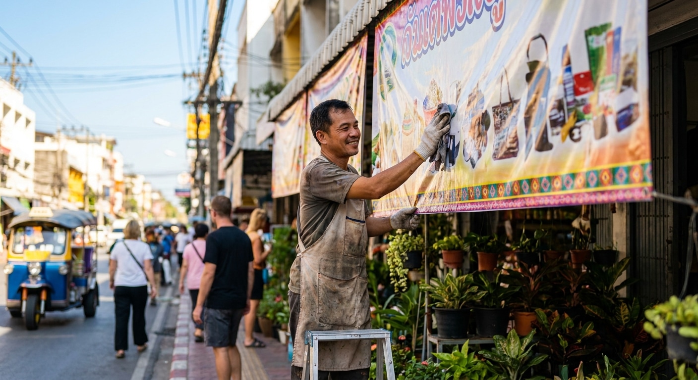 วิธีดูแลป้ายไวนิลหน้าร้าน ทนแดดทนฝน ยืดอายุใช้งาน - outdoor-vinyl-banner-maintenance