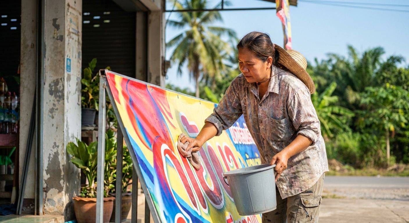 วิธีดูแลป้ายโฆษณาไวนิลกลางแจ้ง ให้สีสดทนแดดฝน ประหยัดงบ - outdoor-vinyl-banner-maintenance