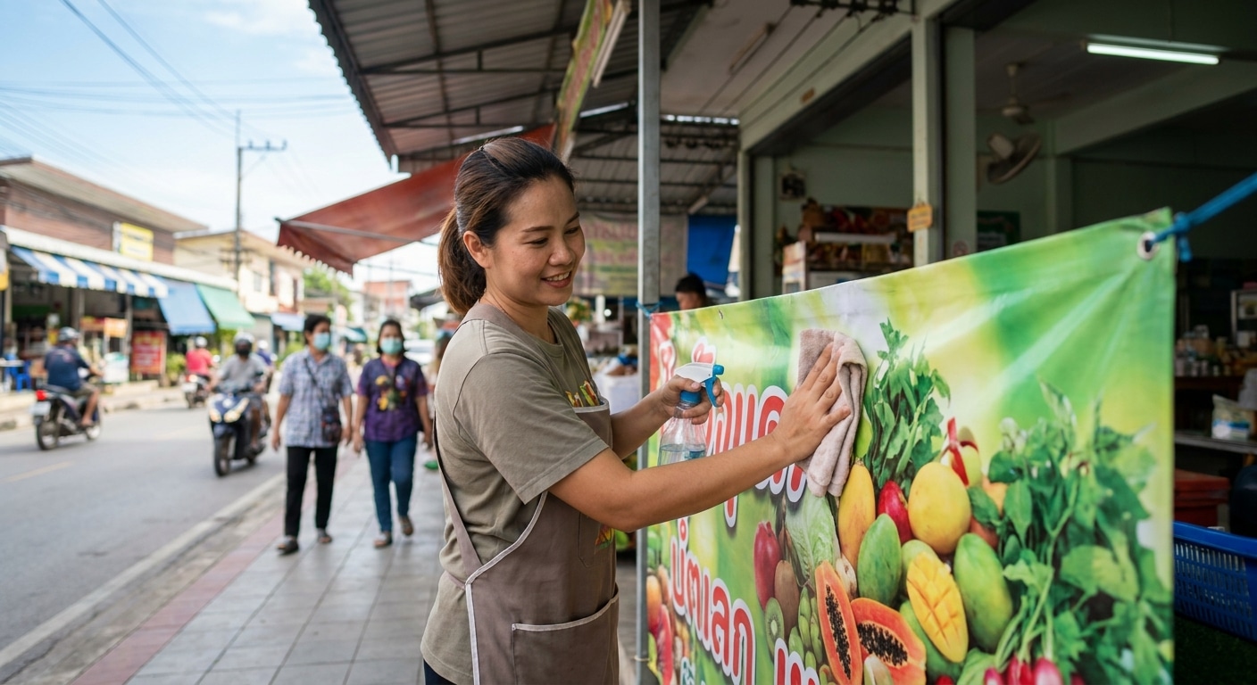 วิธีดูแลป้ายไวนิลให้สีสดทนแดดฝน ฉบับ SME ปี 2026 - outdoor-vinyl-banner-maintenance