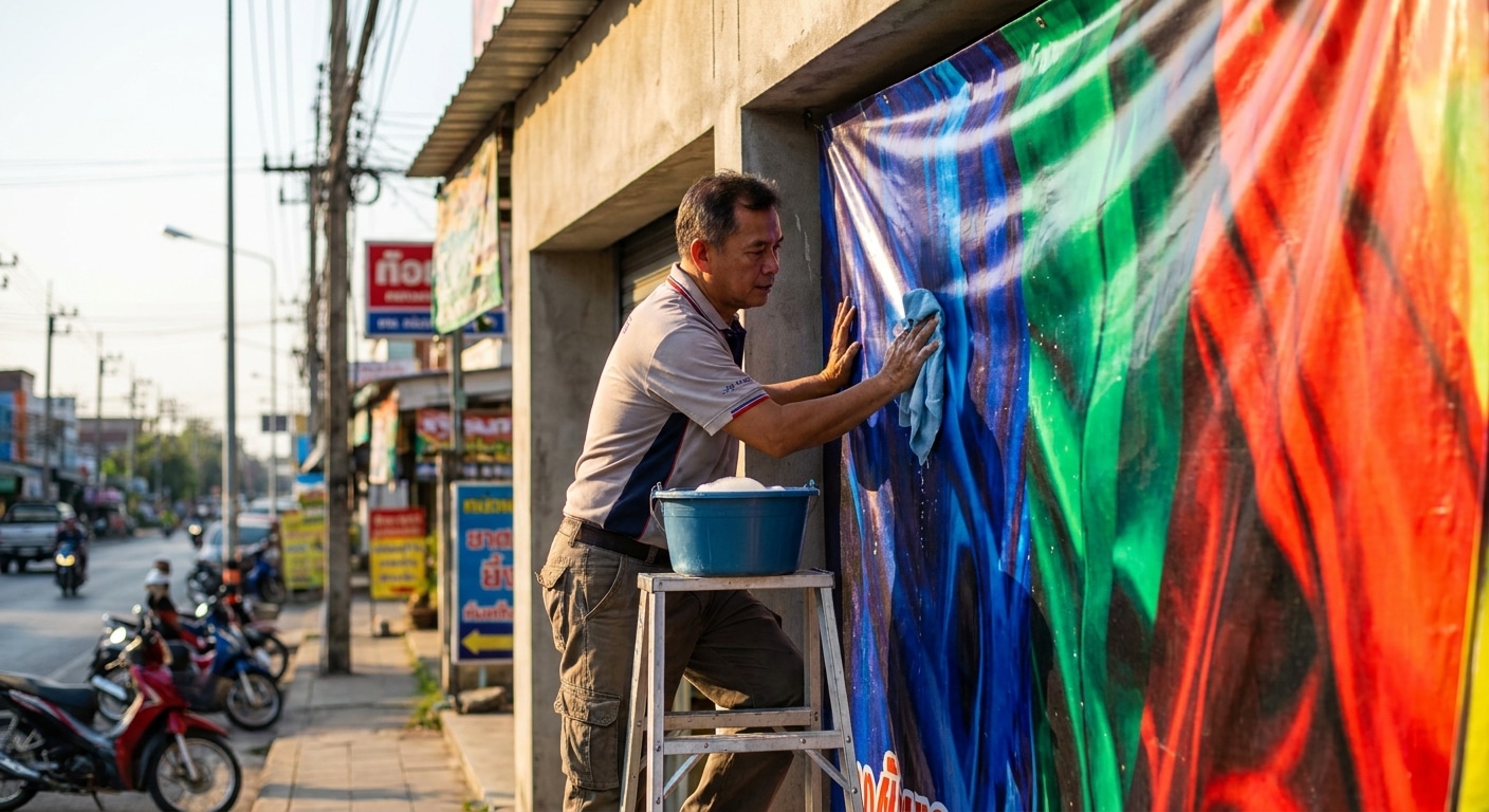 วิธีดูแลป้ายไวนิลโฆษณา ทนแดด ทนฝน สีสดนาน - outdoor-vinyl-banner-maintenance