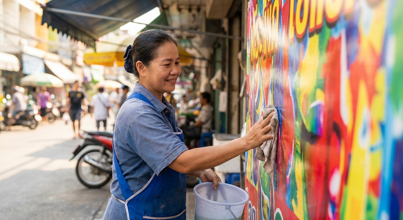 วิธีดูแลป้ายไวนิลหน้าร้านให้สีสด ทนแดดทนฝน ใช้งานได้นาน - outdoor-vinyl-banner-maintenance