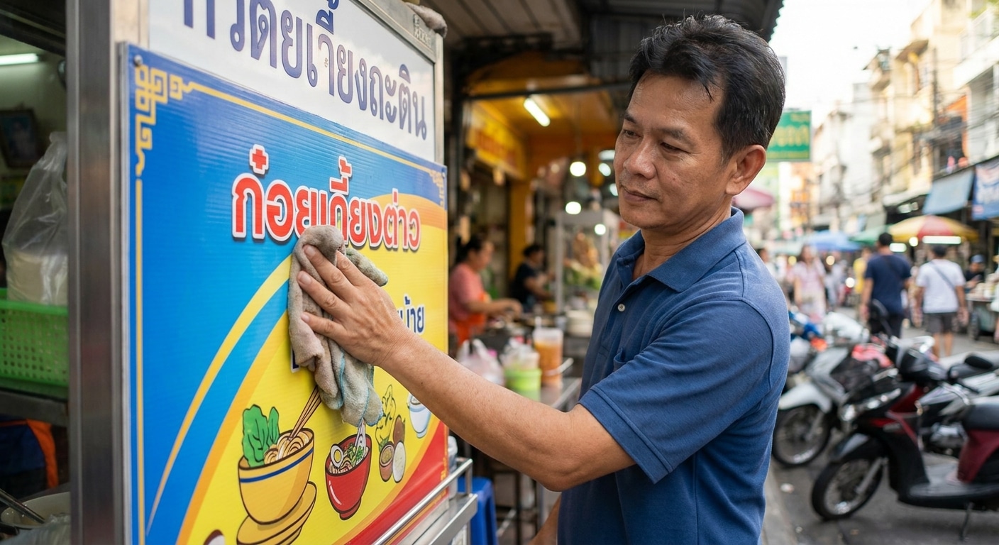 วิธีดูแลป้ายไวนิลหน้าร้าน ให้สีสวยคมชัด ทนแดดทนฝน - outdoor-vinyl-banner-maintenance