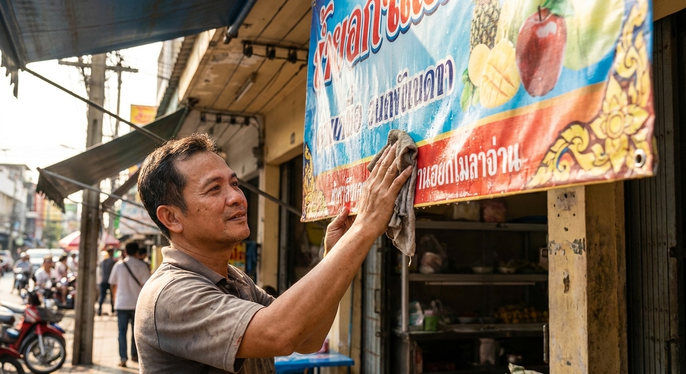 วิธีดูแลป้ายไวนิลหน้าร้านให้สีสด ทนแดด ยืดอายุใช้งาน - outdoor-vinyl-sign-maintenance