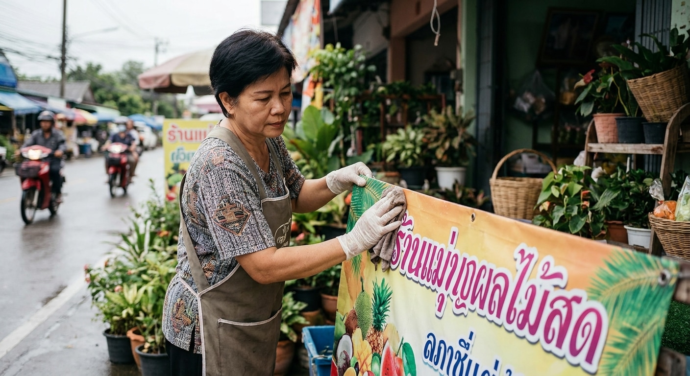 ทริคดูแลป้ายไวนิลและป้ายหน้าร้านให้สีสด ทนแดดทนฝน - outdoor-vinyl-sign-maintenance