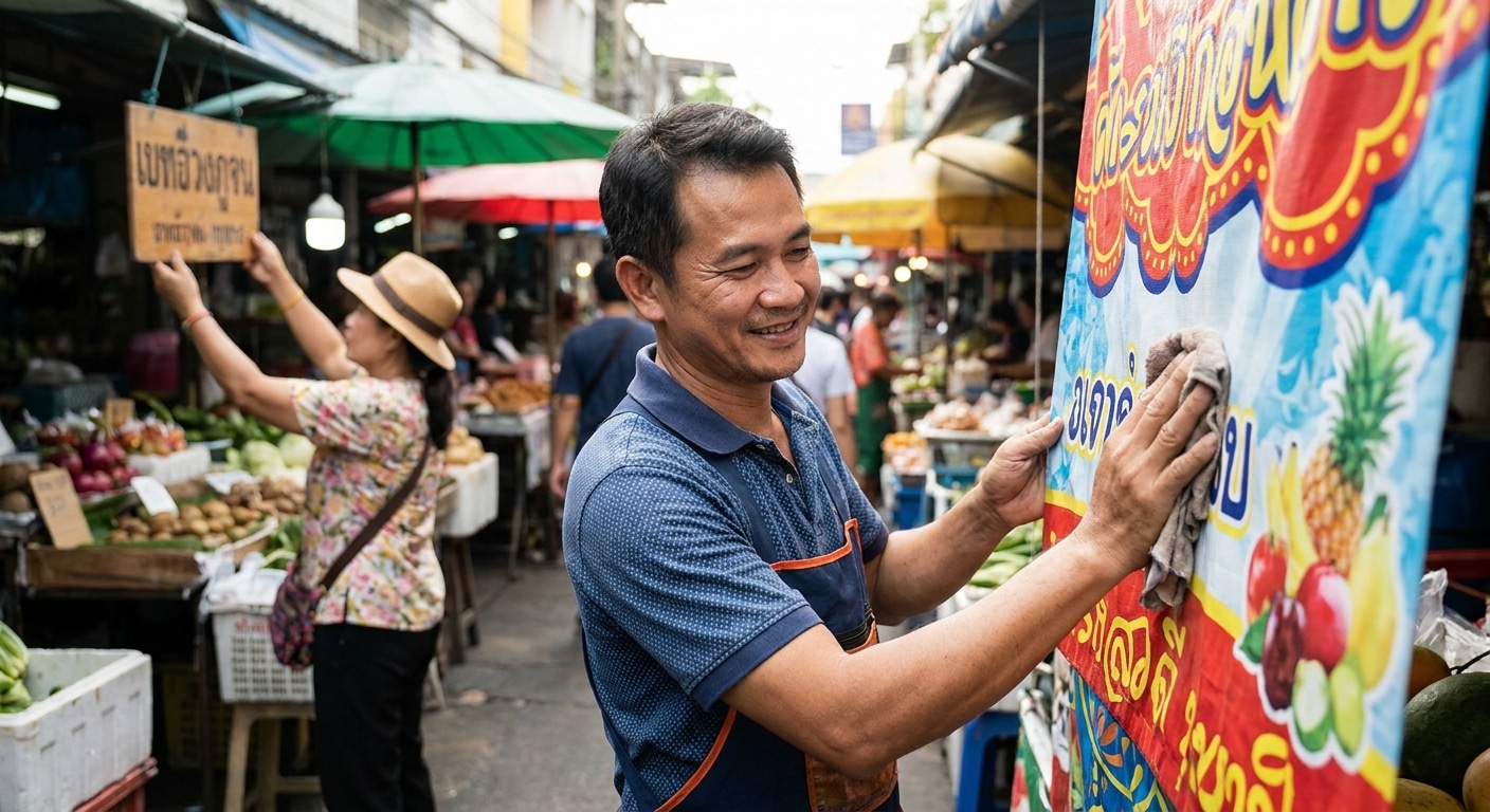 5 วิธีดูแลป้ายไวนิลและป้ายโฆษณาหน้าร้านให้สีสด ทนแดดทนฝน - outdoor-vinyl-signage-maintenance