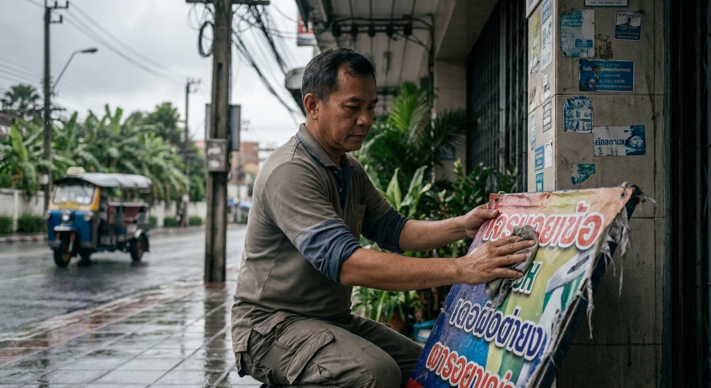 รับมือหน้าฝน 2026! ทริคดูแลป้ายโฆษณาและสติ๊กเกอร์ให้ทนทาน - rainy-season-signage-maintenance