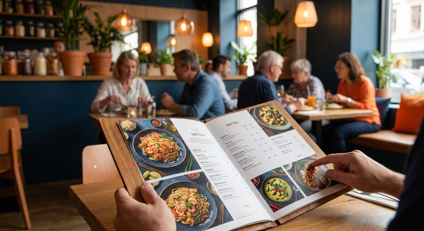 จิตวิทยาออกแบบเมนูปี 26 กระตุ้นยอดขายร้านอาหาร SME - restaurant-menu-design-psychology