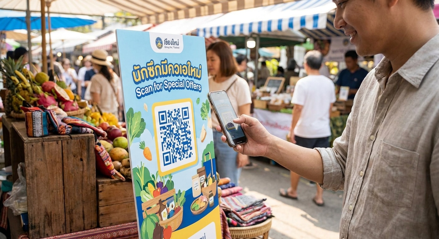 ป้ายสแตนดี้ QR Code: กลยุทธ์สิ่งพิมพ์เพิ่มยอดขายออนไลน์ - standee-qr-code-marketing-strategy