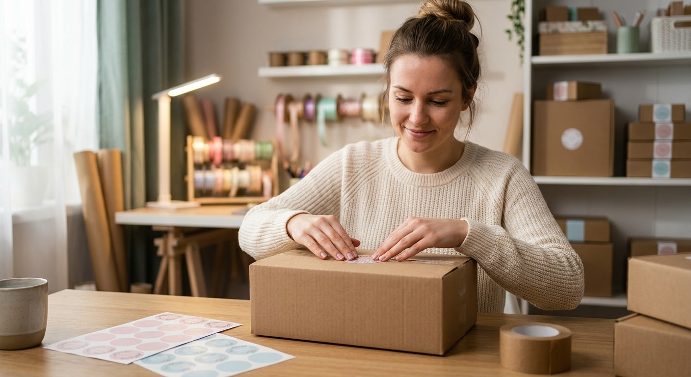 ทริคทำสติ๊กเกอร์ติดกล่องพัสดุ อัปเกรดแบรนด์ SME ให้ดูแพง - sticker-parcel-box-premium-sme