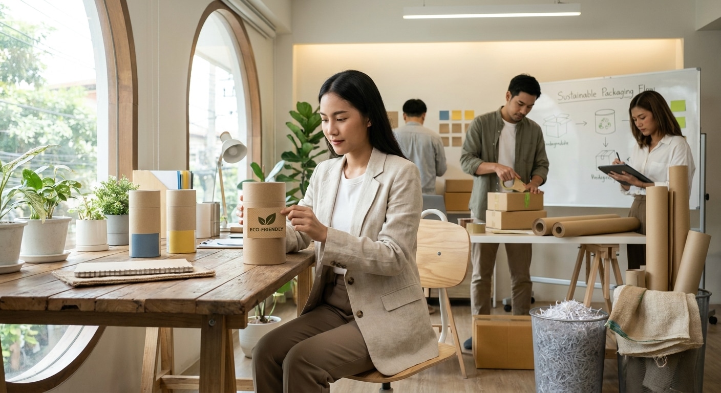 เทรนด์แพ็กเกจจิ้ง 2026: สติ๊กเกอร์รักษ์โลกสำหรับ SME - sustainable-sticker-packaging-trend