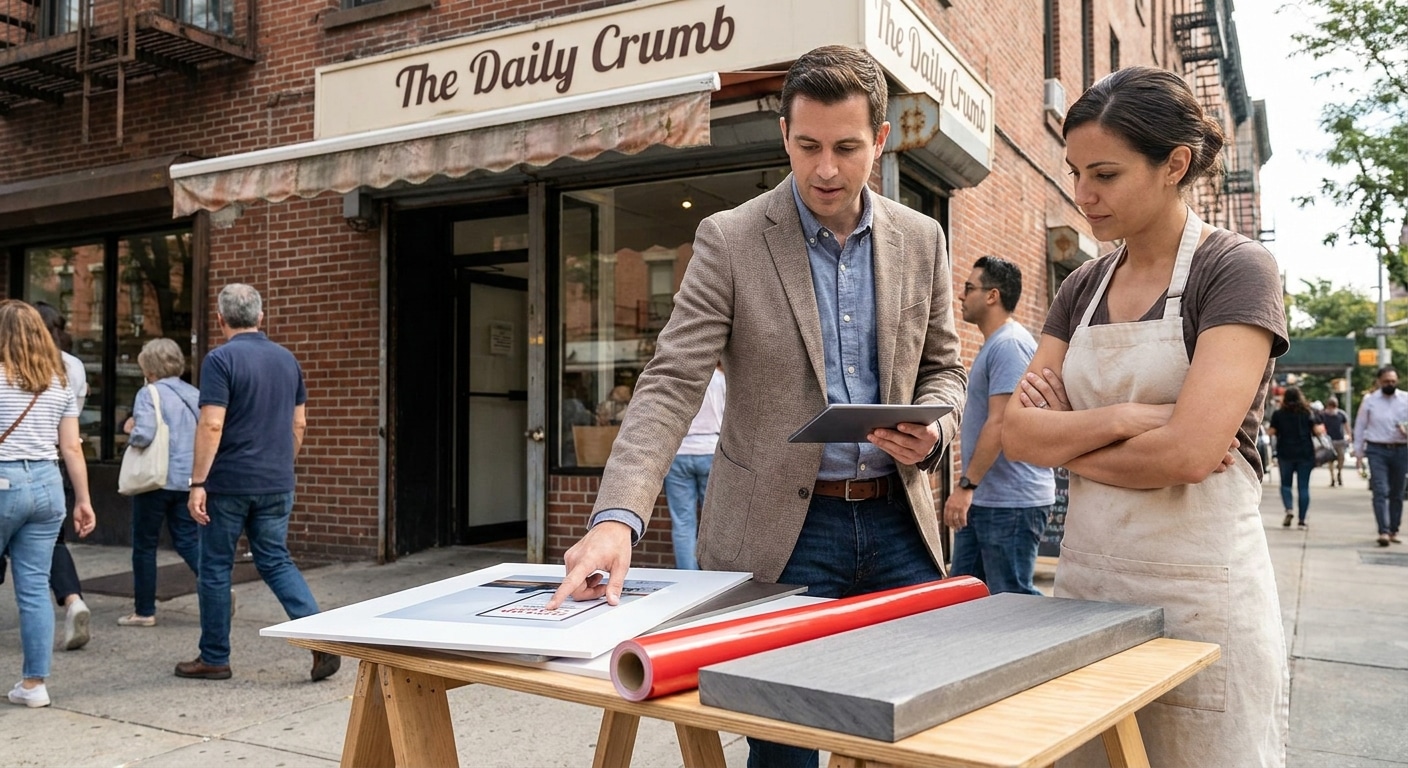 ไวนิล ฟิวเจอร์บอร์ด พลาสวูด เลือกวัสดุไหนทำป้ายหน้าร้านปังสุด? - vinyl-futureboard-plastwood-signage-guide