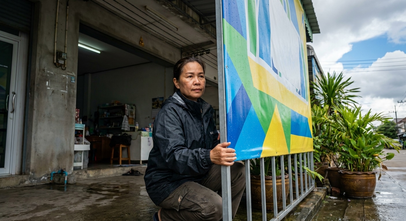 วิธีดูแลป้ายไวนิลหน้าร้านรับหน้าฝน ให้สีสดทนทาน - vinyl-sign-maintenance-rainy