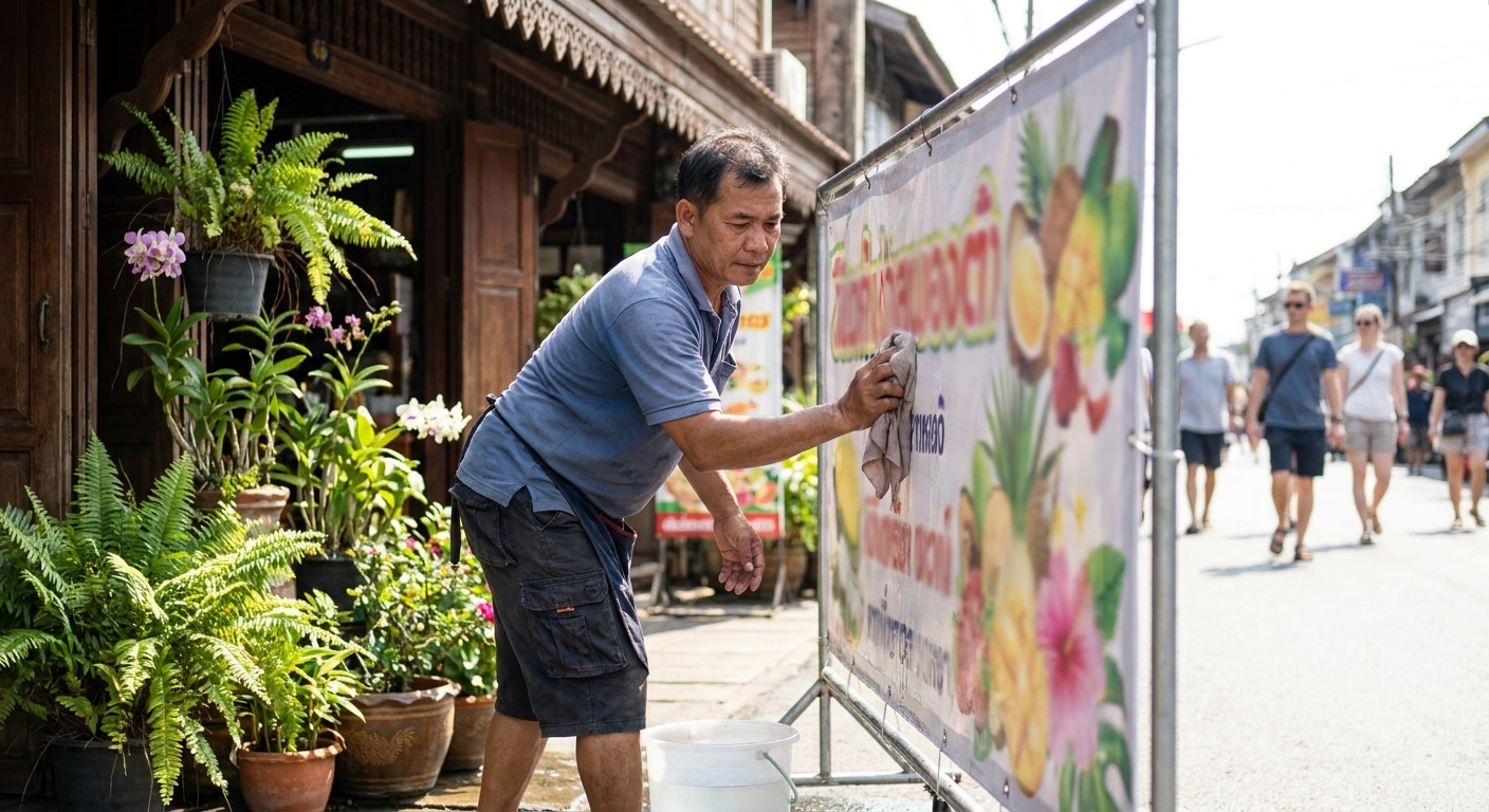 ทริคดูแลป้ายไวนิลหน้าร้านให้สีสด ทนแดดทนฝน ใช้งานได้นาน - vinyl-sign-maintenance-tips