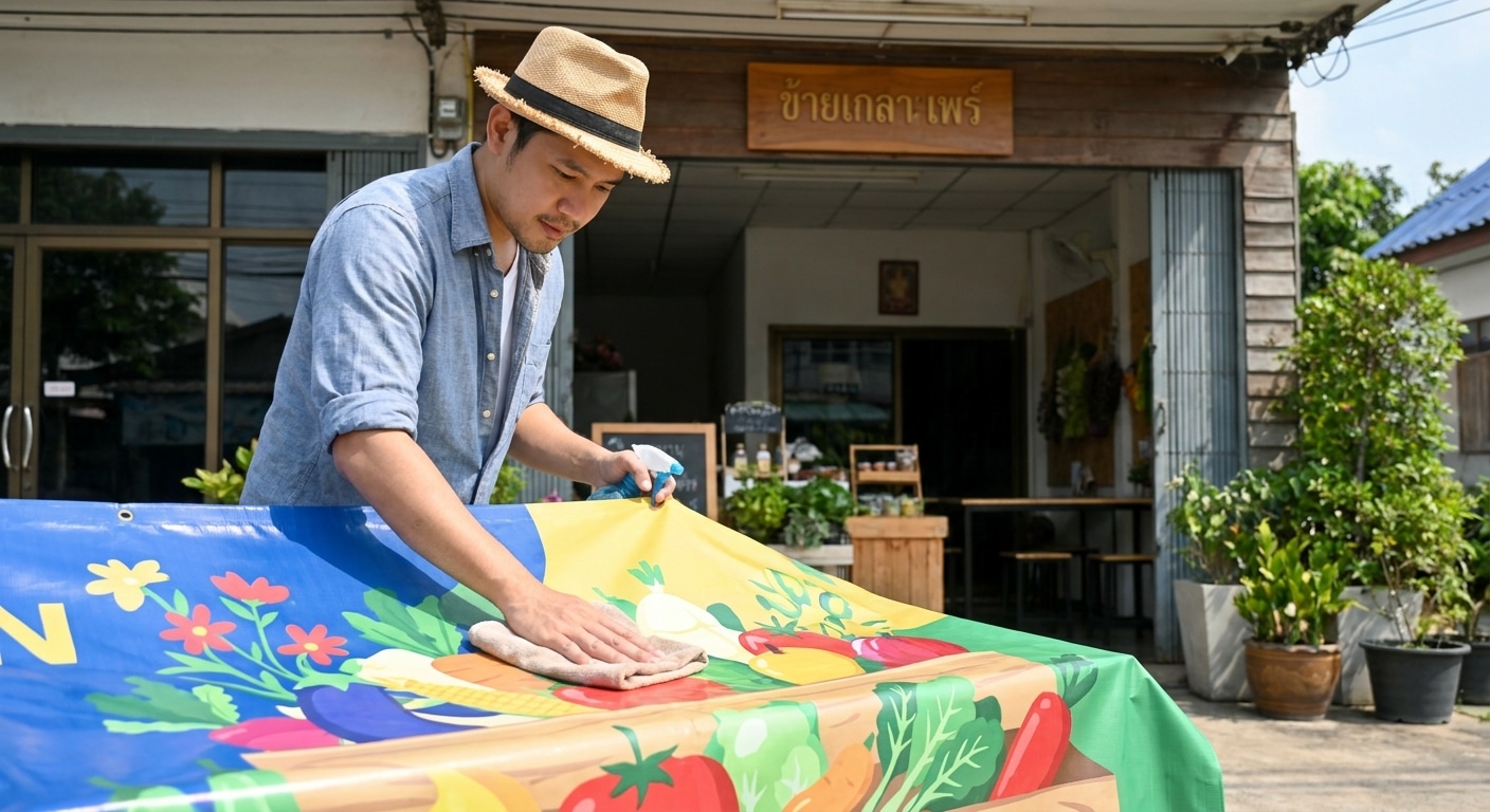 ทริคดูแลป้ายไวนิลหน้าร้าน ให้สีสดทนแดดทนฝน ใช้งานได้นาน - vinyl-sign-maintenance-tips