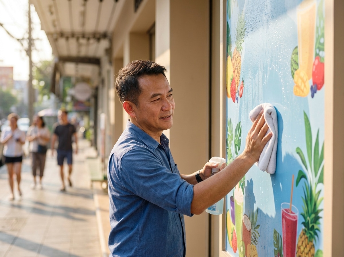 เคล็ดลับดูแลป้ายไวนิลหน้าร้านให้สีสดสู้แดด ยืดอายุใช้งาน - vinyl-sign-maintenance-tips