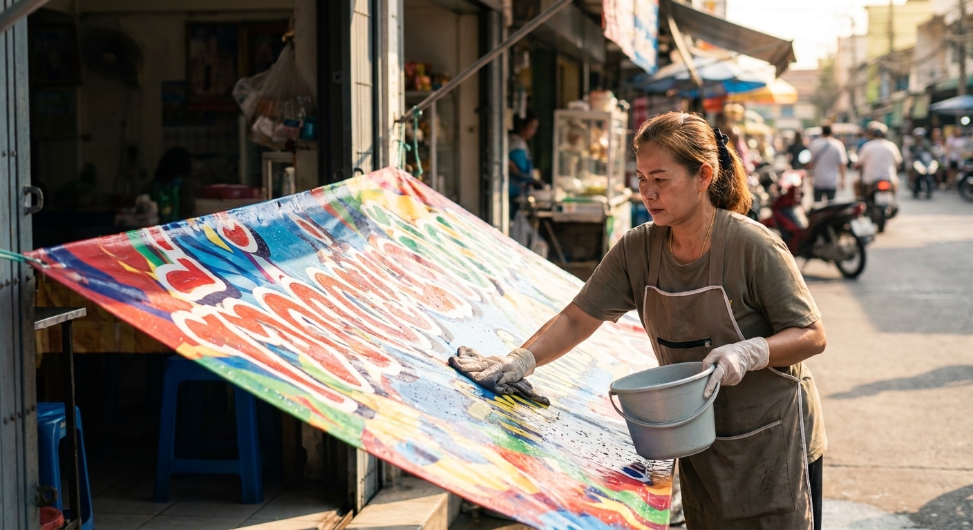 เคล็ดลับดูแลป้ายไวนิลหน้าร้าน ให้สีสดทนแดด ยืดอายุใช้งาน - vinyl-sign-maintenance-tips