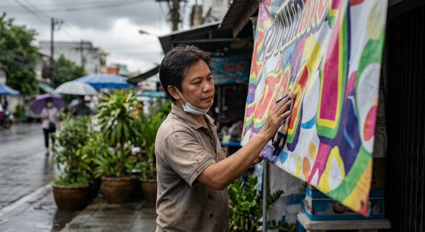 เทคนิคดูแลป้ายไวนิลและป้ายโฆษณา ให้สีสดทนทานรับหน้าฝน - vinyl-signage-maintenance-rainy-season