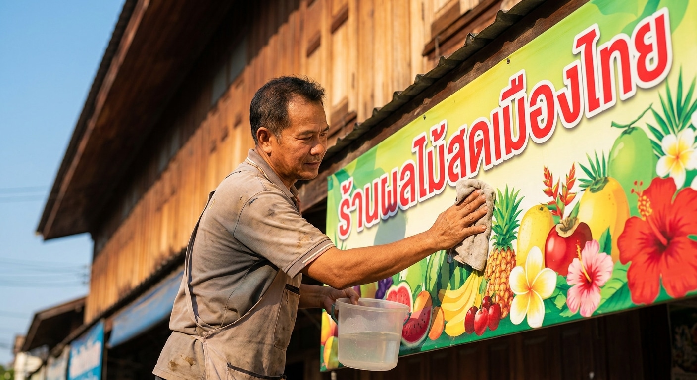 วิธีดูแลป้ายไวนิลหน้าร้าน SME ให้สีสด ยืดอายุการใช้งาน - vinyl-signage-maintenance-tips