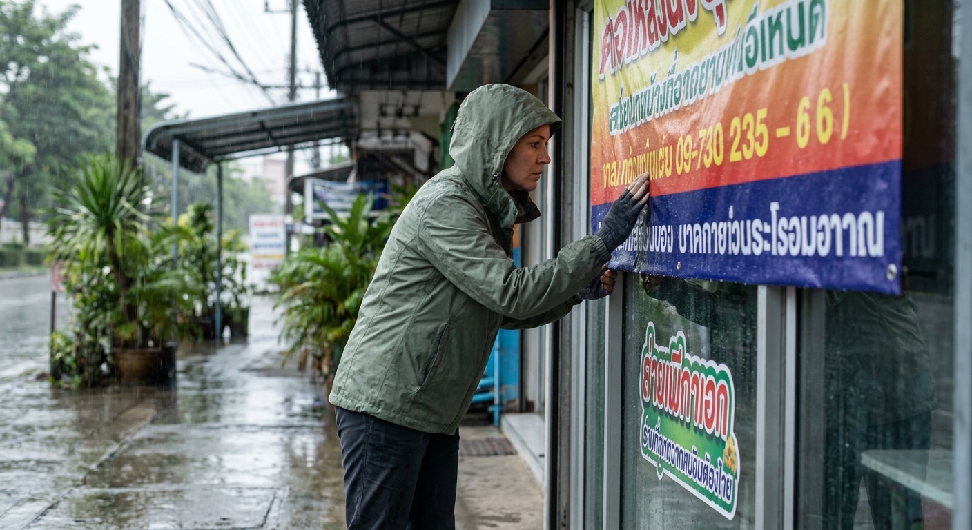 วิธีดูแลป้ายไวนิลและสติ๊กเกอร์หน้าร้านรับหน้าฝนให้สีทน - vinyl-sticker-maintenance-rainy-season