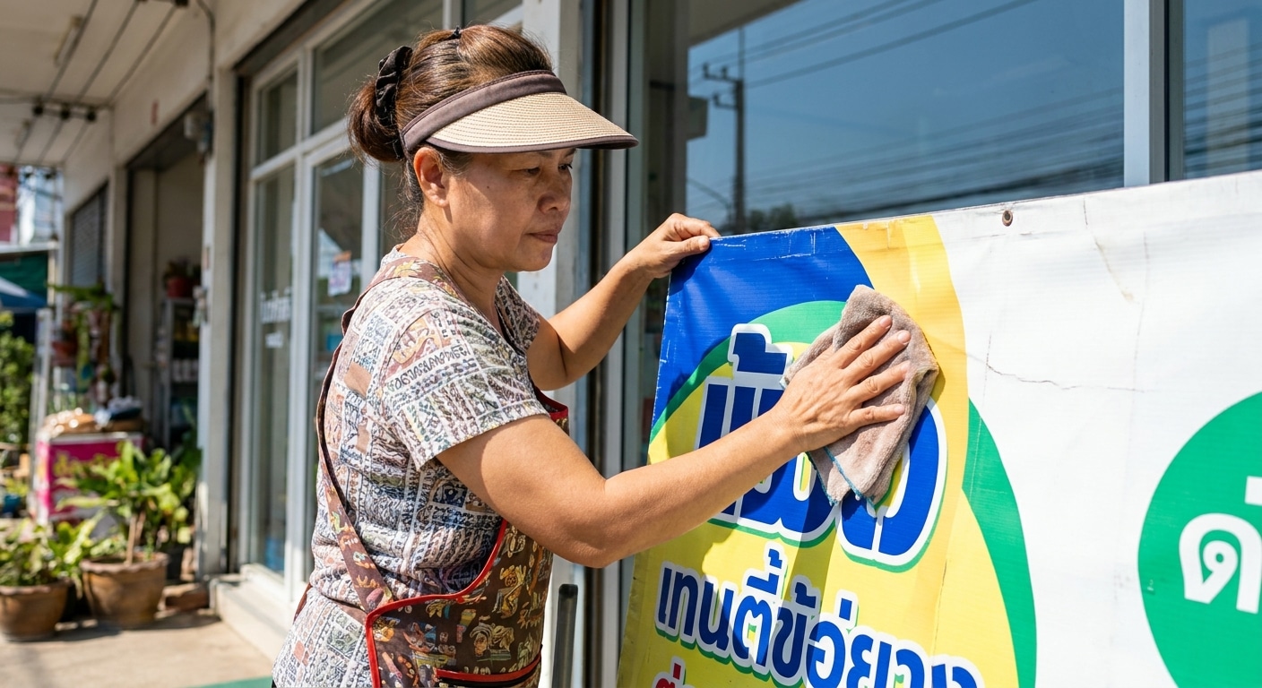 เคล็ดลับดูแลป้ายไวนิลและสติ๊กเกอร์หน้าร้านให้สีสดทนแดด - vinyl-sticker-maintenance-tips