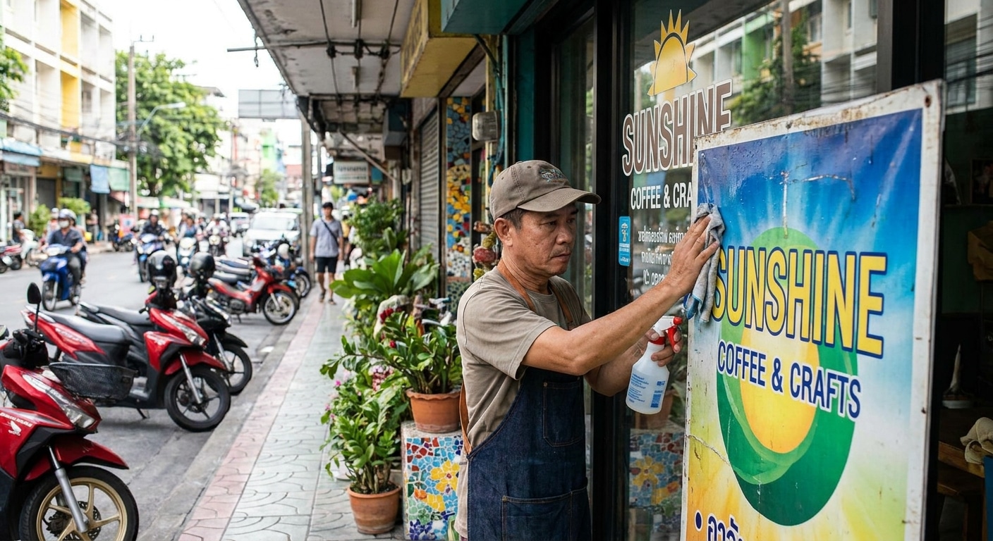 ทริคดูแลป้ายไวนิลและสติ๊กเกอร์หน้าร้านให้สีสด ทนแดดฝน! - vinyl-sticker-maintenance-tips
