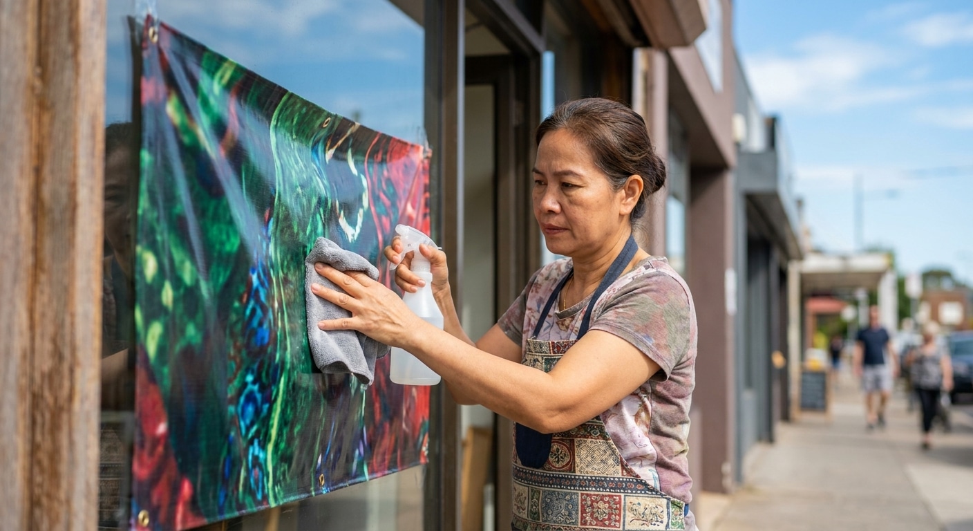 ทริคดูแลป้ายไวนิลและสติ๊กเกอร์หน้าร้าน ให้สีสดทนทานสู้แดด - vinyl-sticker-signage-maintenance