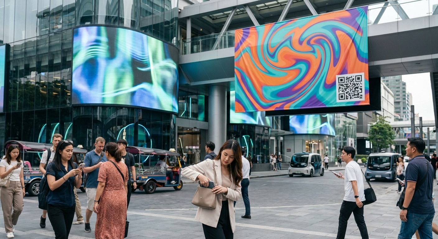 เทรนด์ป้ายโฆษณา 2027: ดึงลูกค้าออฟไลน์สู่ออนไลน์ด้วย O2O - 2027-o2o-signage-marketing-trend