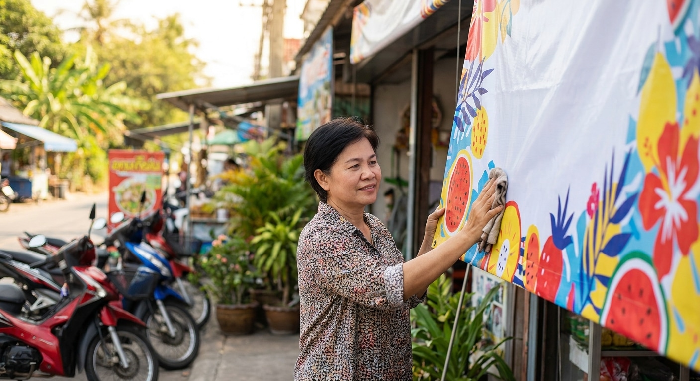 ยืดอายุสติ๊กเกอร์และป้ายไวนิลหน้าร้าน ให้สีสดทนแดดสู้ฝน - care-for-outdoor-vinyl-sticker
