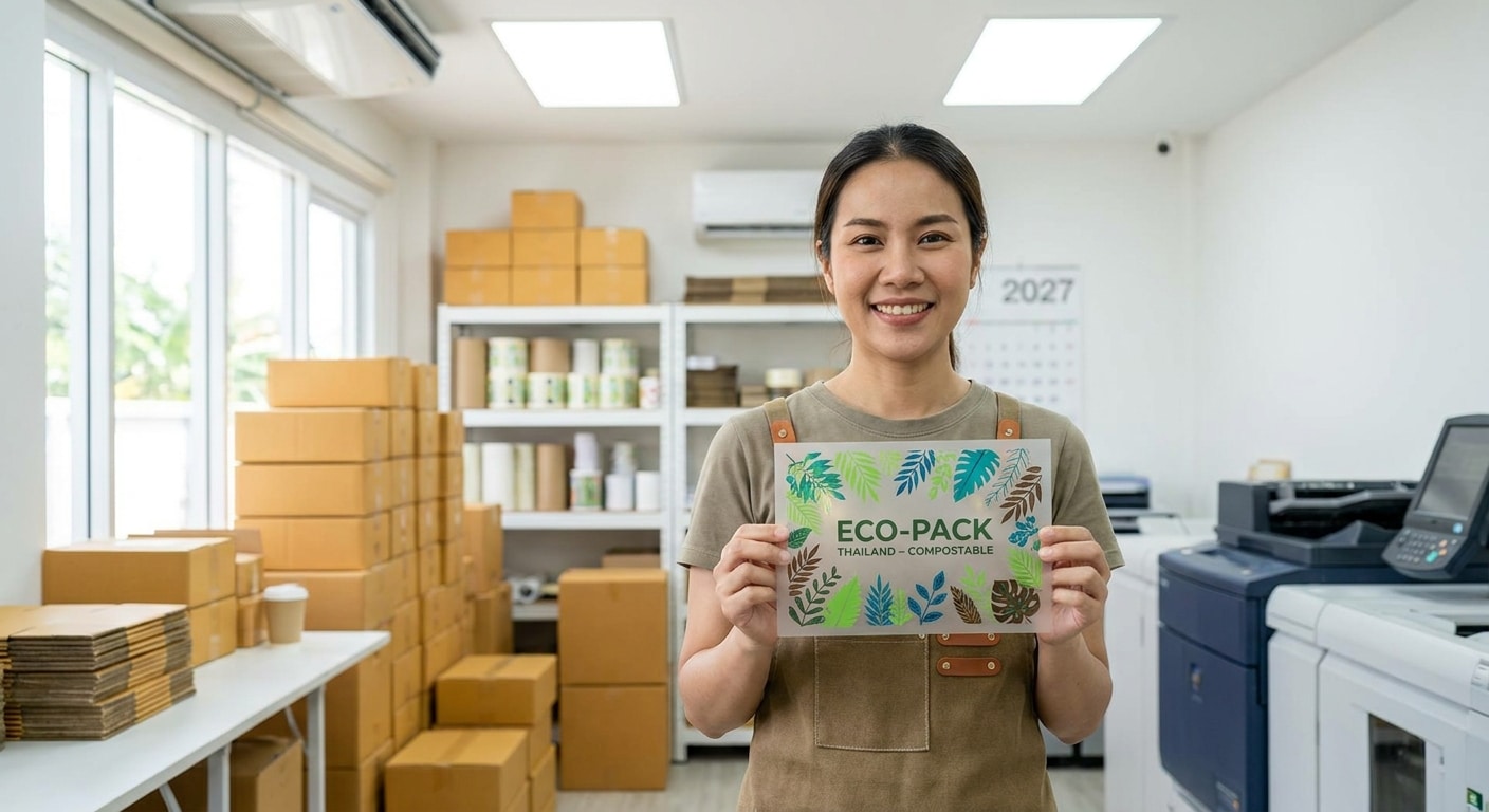 เทรนด์สิ่งพิมพ์ 2027: สติ๊กเกอร์รักษ์โลก ย่อยสลายได้ - eco-friendly-sticker-packaging-trend