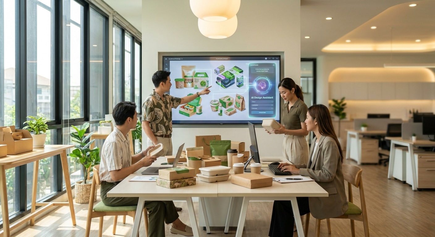 เทรนด์สิ่งพิมพ์ 2027! นวัตกรรม AI ออกแบบแพคเกจจิ้งรักษ์โลก - eco-packaging-ai-trend-2027