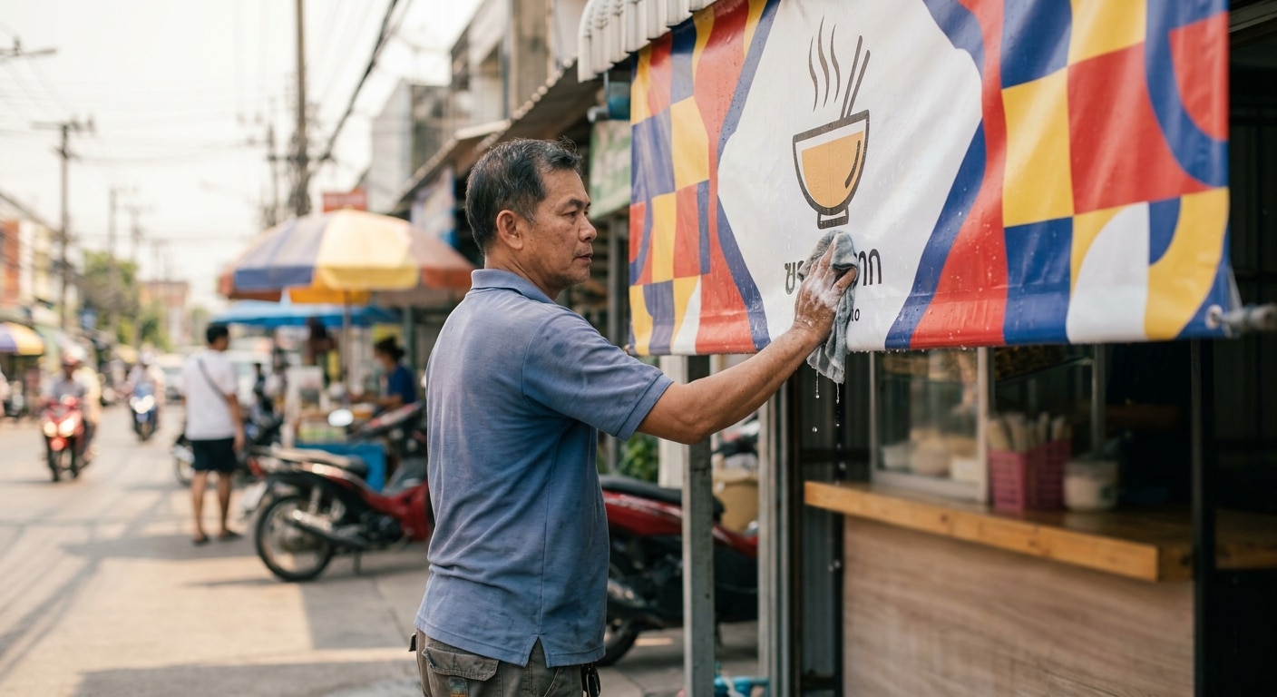 วิธีดูแลป้ายไวนิลและป้ายโฆษณาหน้าร้าน ให้สีสดทนแดดทนฝน - how-to-maintain-store-signage