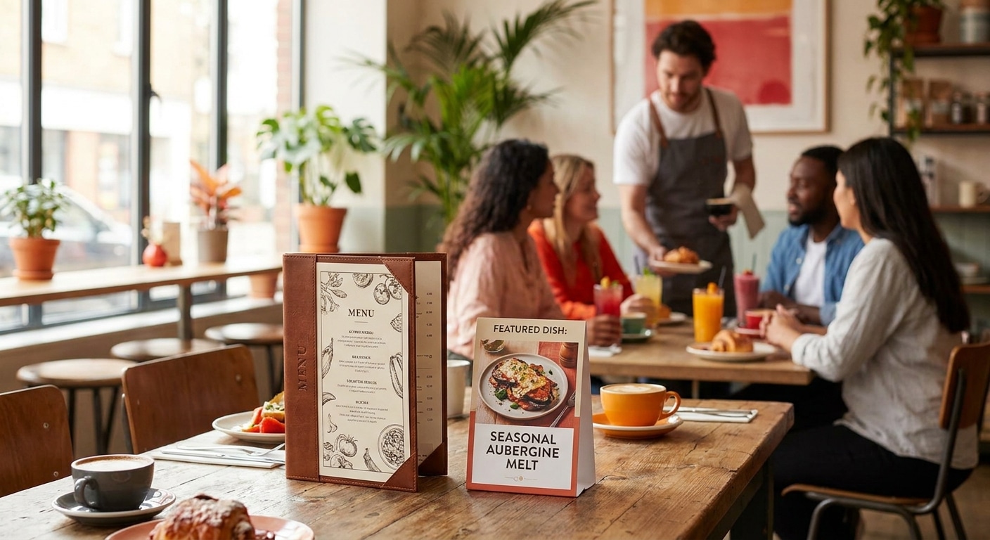 เพิ่มยอดขายร้านอาหารด้วยเมนูและป้ายตั้งโต๊ะสุดปัง - increase-sales-menu-tent-card