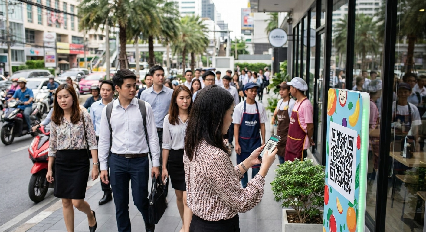 กลยุทธ์ O2O ดึงลูกค้าเข้าร้านด้วยป้ายโฆษณาและ QR Code - o2o-marketing-print-signage-strategy