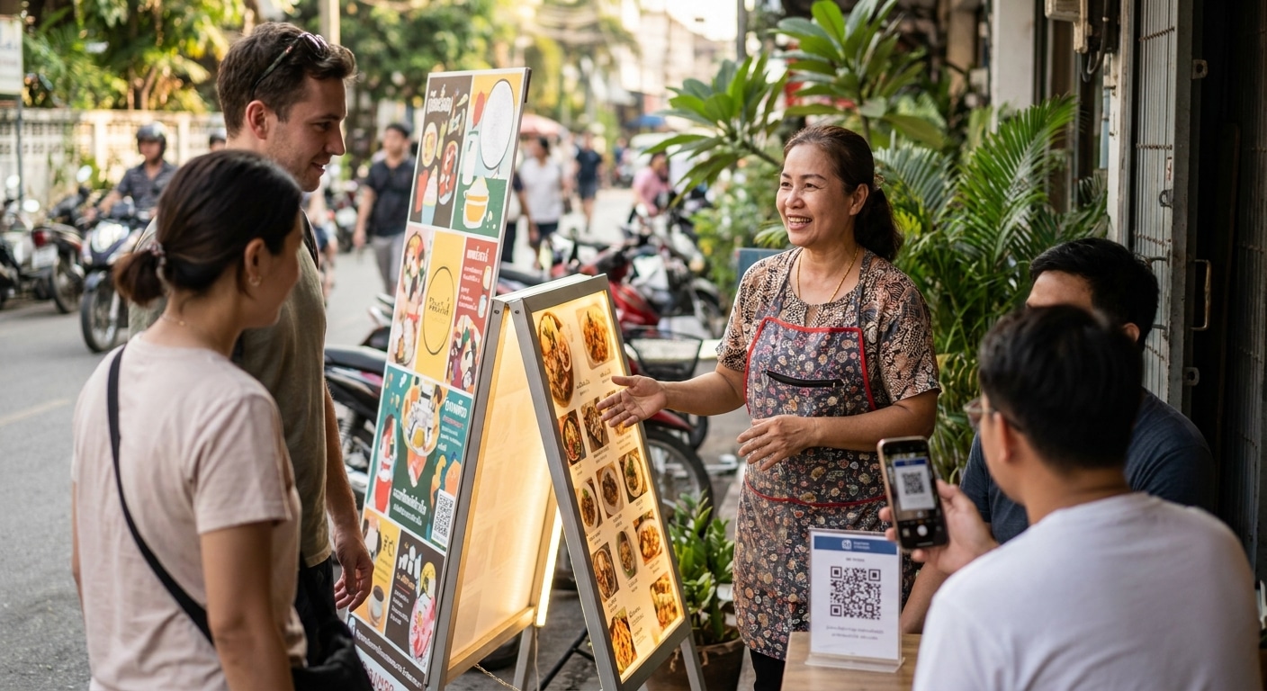 กลยุทธ์ O2O: ใช้ป้ายหน้าร้านและเมนู ดึงลูกค้าสู่ออนไลน์ - o2o-marketing-print-strategy