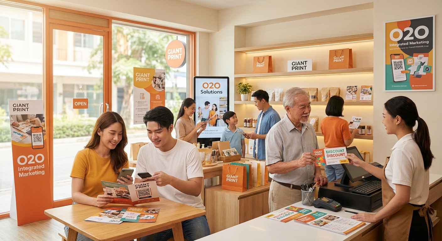 กลยุทธ์สิ่งพิมพ์ 2026! เชื่อม O2O ดึงลูกค้าออนไลน์เข้าร้าน - o2o-print-marketing-strategy-2026